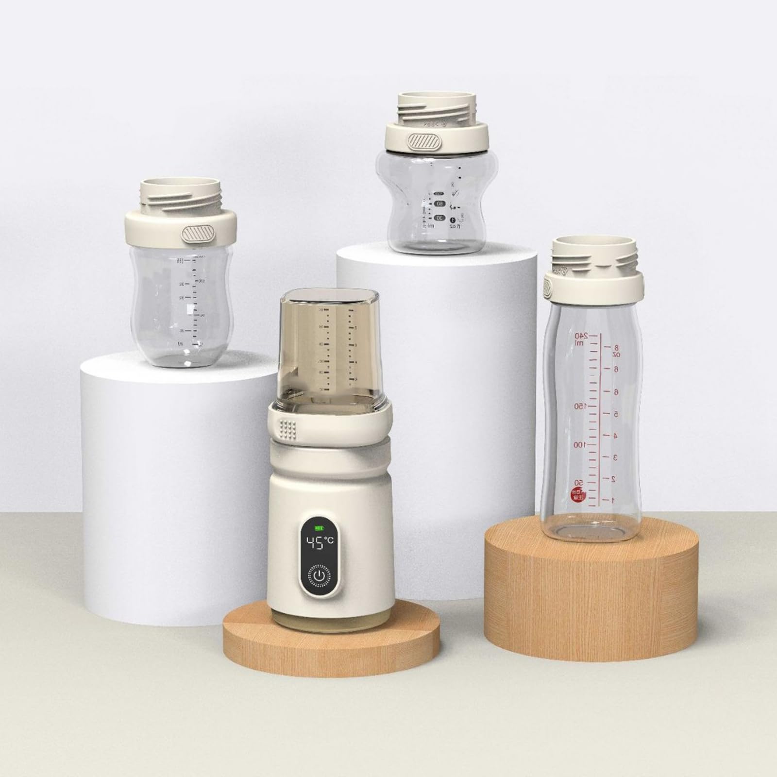 Chauffe-biberon/adaptateur réglable à 4 vitesses pour biberon - Anti-fuite - Avec contrôle de la température de la bouteille en verre