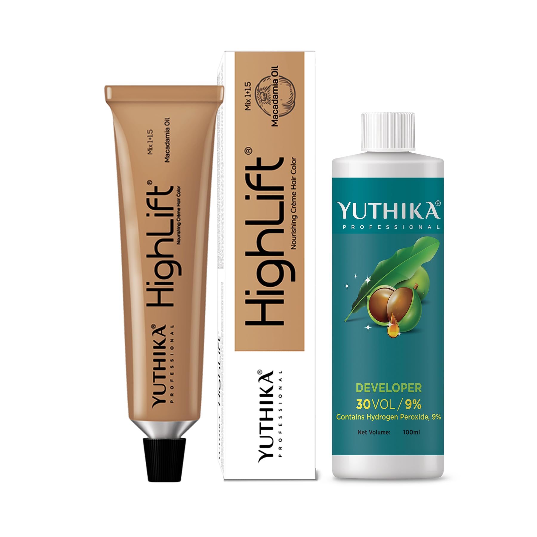 Yuthika Professional High Lift Creme Hair Colour 12.3 Very Light Golden Brown 50g with 30 Volume Developer-image-28