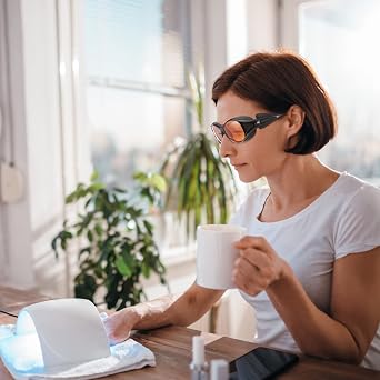 Professional UV Light Safety Glasses for 90nm-490nm wavelength UV lamps, UVC protective glasses, blocking blue light, Anti-Fatigue Anti Glare, shatterproof, anti-scratch and anti-fog, orange lenses