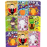 42 Sheets Halloween Party Games Stickers for Kids Make Your Own Halloween Stickers, Kids Halloween Activities Stickers Pumpkin Mummie Zombie Witche Monster Vampire for Kids Halloween Party Favors
