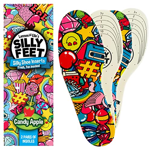 Kids Shoe Insoles Candy Apple Scented Soft Foam Replacement Inserts for Toddler and Child Shoes 2 Pairs Cut-to-Fit Comfortable Insoles for Kids' Sneakers and Everyday Footwear