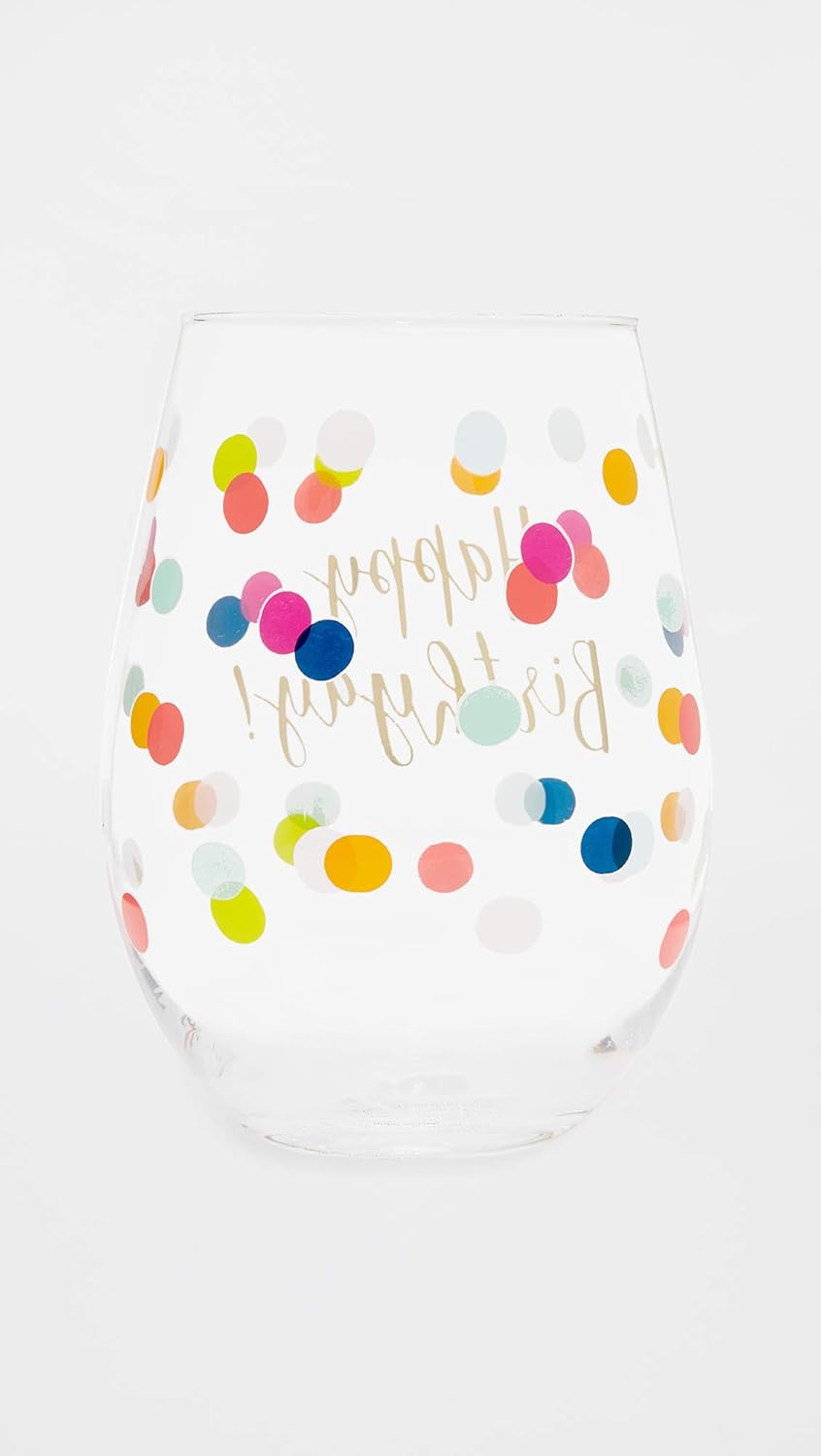 Slant Party Supplies Wine Glasses - Stemless Cocktail Spirits Mixed Drink Glass, 20-Ounce, Happy Birthyay! - Image 3