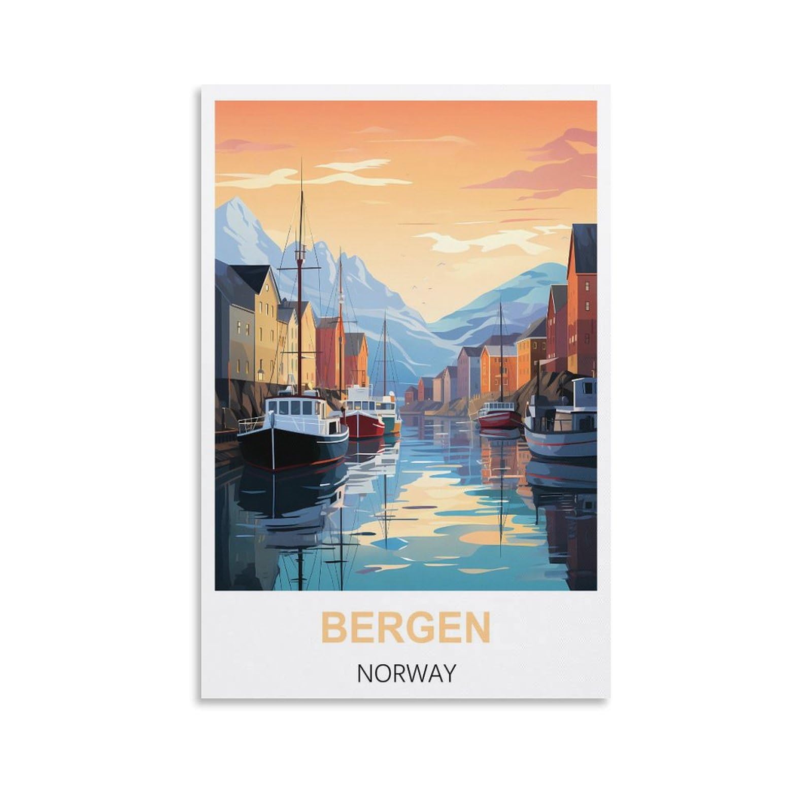 Metal Tin Sign,Bergen Norway Vintage Retro Man Cave Bar Pub Shed Novelty Gift Tin Wall Décor Metal Sign 15x30cm