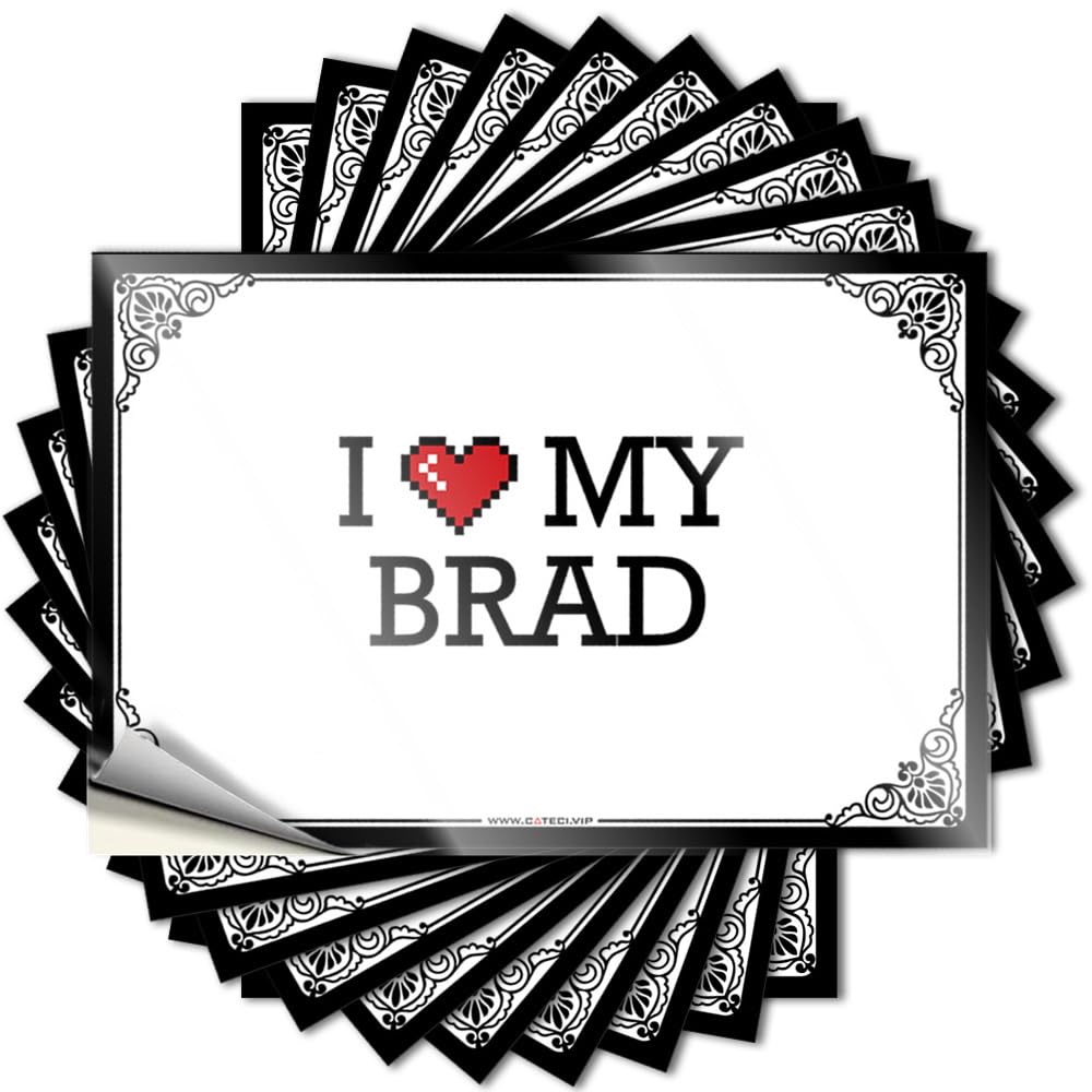 Funky Bumper Aesthetic Decals, Emo Cute Pattern Design for Math Notebook | Case Removable Vinyl I Love My Brad(12X18CM)