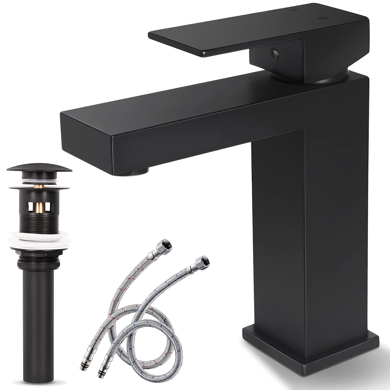 Vonvan Matte Black Bathroom Faucet, Solid 𝗕𝗿𝗮𝘀𝘀 Bathroom Faucets for