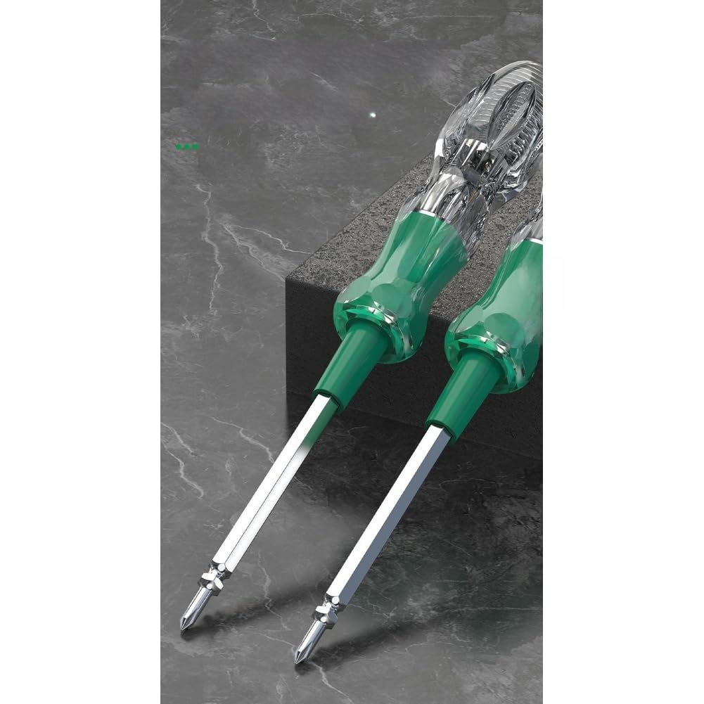 Tester napięcia śrubokręt 2 w 1, wysoki moment obrotowy, izolowany, odporny na uderzenia, neonowy tester napięcia 100 V-500 V, stal CR-V, narzędzie do testowania i wkręcania, zielony