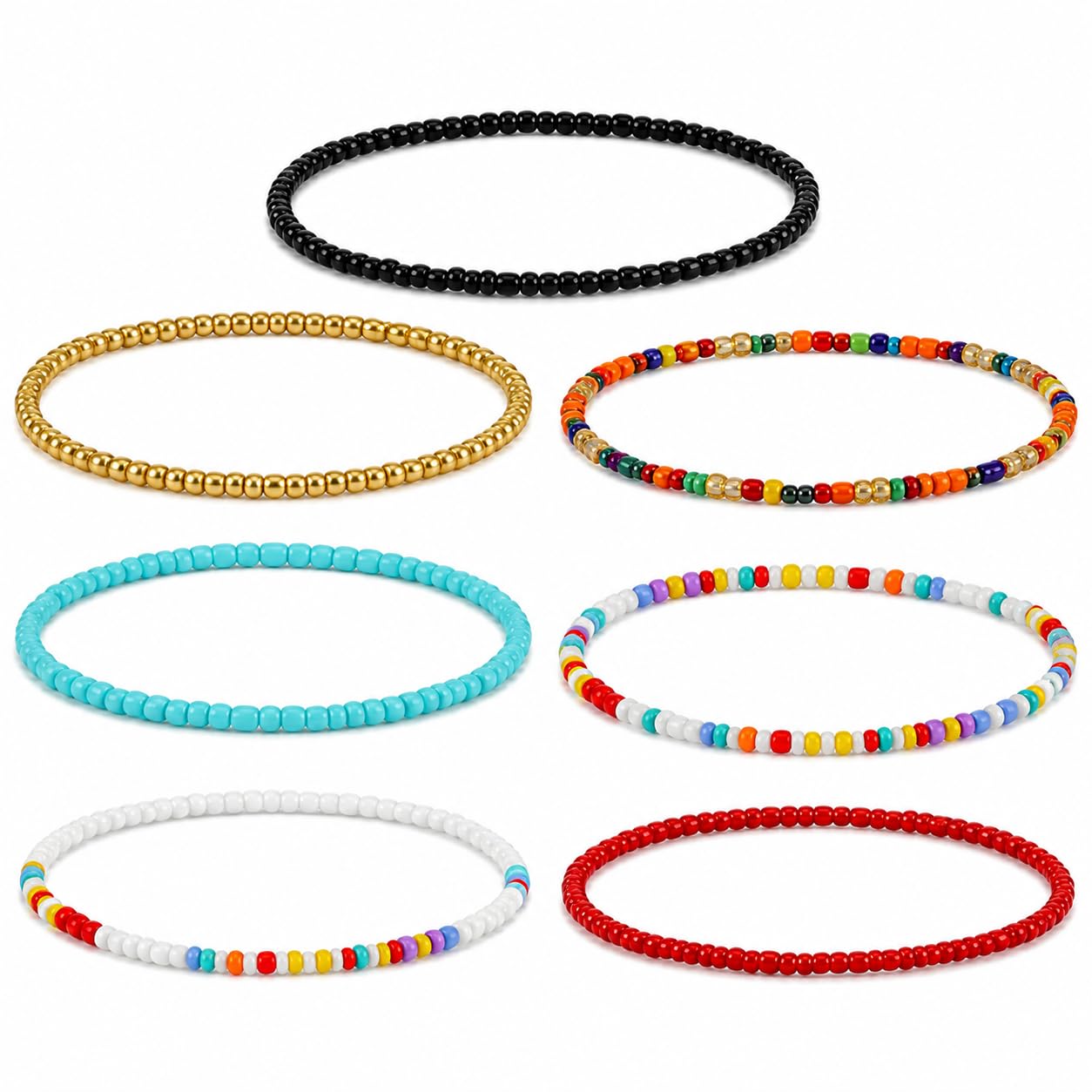 piercing 7-Piece Beaded Anklet Set, Bohemian Jewelry for Beach Daily Styling-picture-43