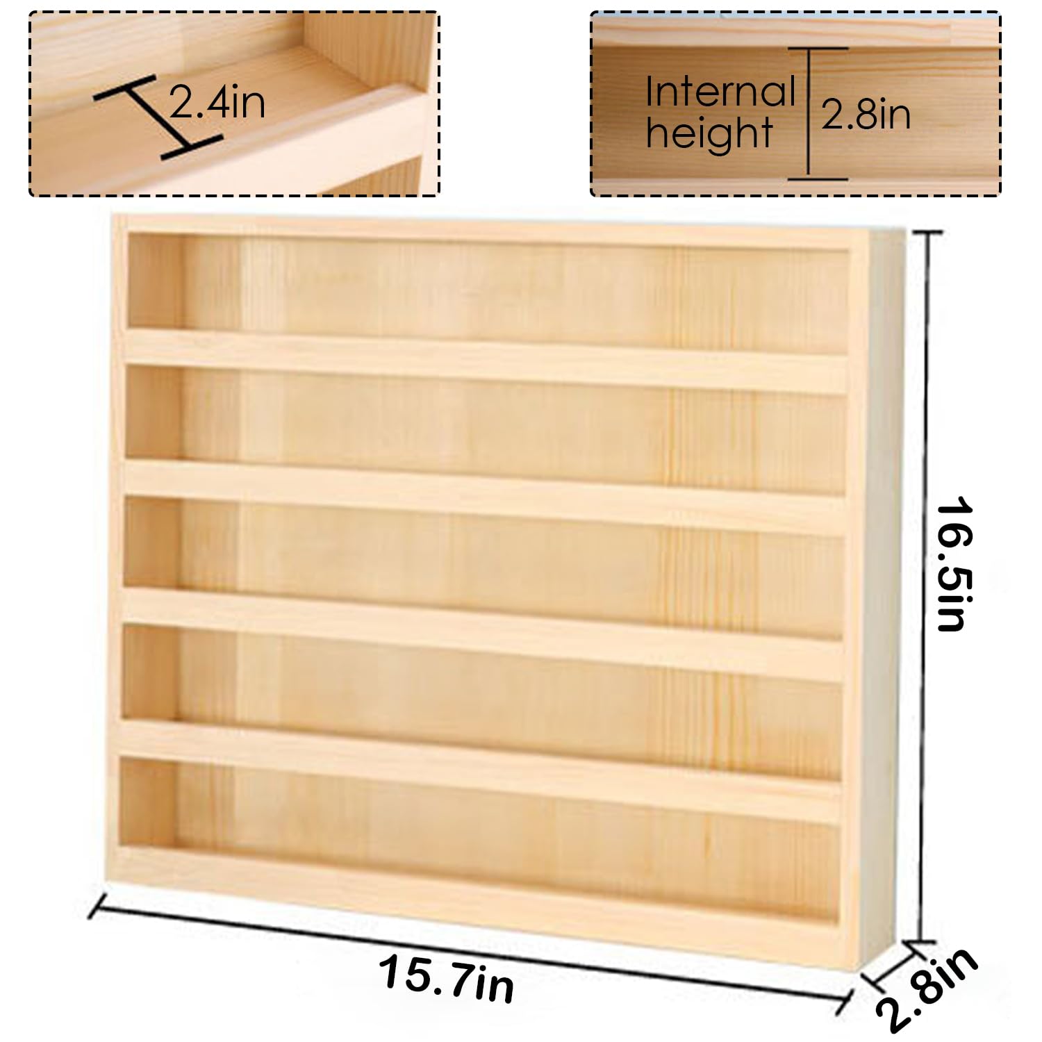 5-Layer Wood Washi Tape Box Organizer with Hanging Hook & Masking Tape Holder, DIY Storage & Closet Divider for Sewing, Thread