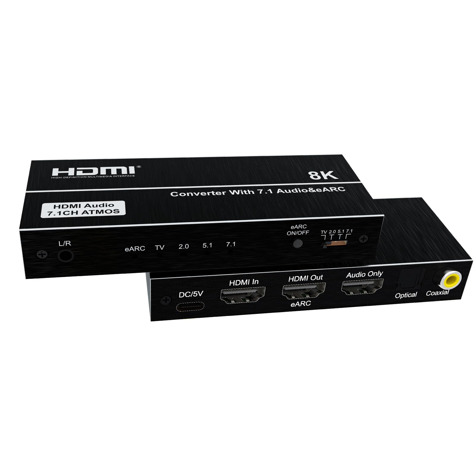 Estrattore audio HDMI 8K con eARC, 4K@120Hz 144Hz, 40Gbps HDMI 2.1, Dolby Atmos/DTS:X, ottico/coassiale/uscita audio da 3,5 mm per PS5, Xbox Series X/S, PC, home theater