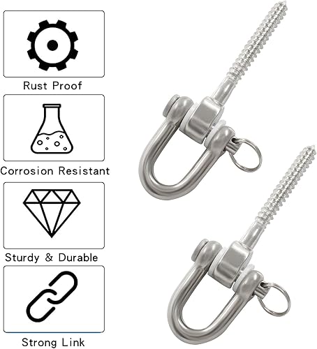 Miniatura 4 de 2 perchas de columpio resistentes de 180, soportes de tornillo de acero inoxidable 304, ganchos de rodamiento para colgar silla de columpio, hamaca,