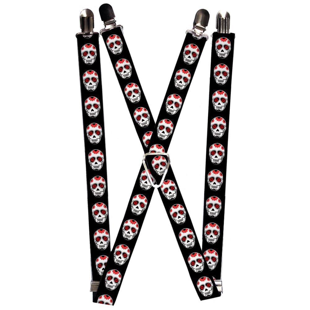 Buckle-Down Men's Suspender-Sugar Skulls, Multicolor, One Size, Multicolor, One Size