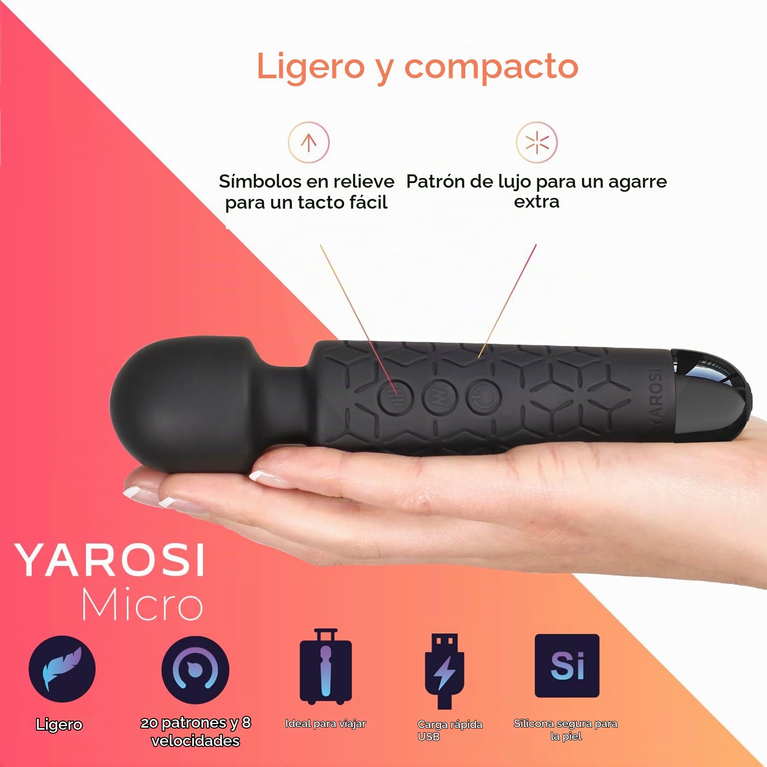 Yarosi Micro – Masajeador inalámbrico personal de Yarosi – más fuerte fuerza terapéutica vibratoria – magia libre de estrés – perfecto para el dolor muscular y la relajación después de tu programa