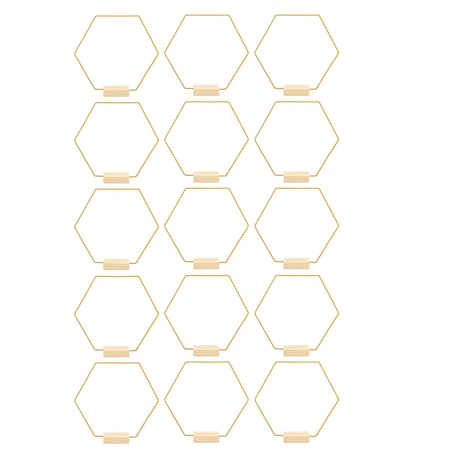 Yctze 15pcs Gold Hexagonal Floral Hoop Centress avec des Supports en Bois pour la Décoration de Mariage, l'artisanat de Bricolage et les Créations de Macrame