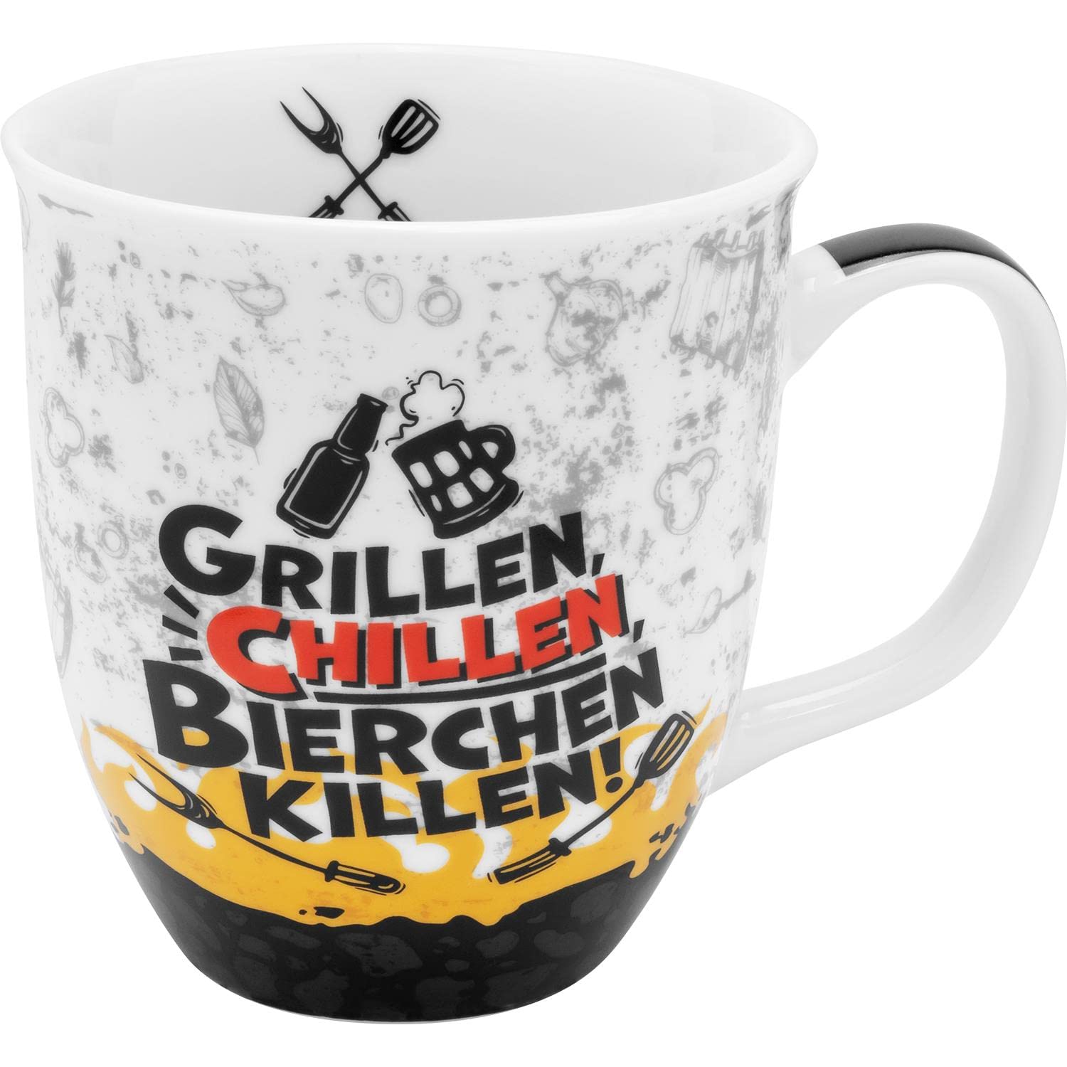 GRUSS & CO 48212 Mug with German Text for Father's Day, Barbecue Party, Mug with Saying, Height 10 cm, Porcelain