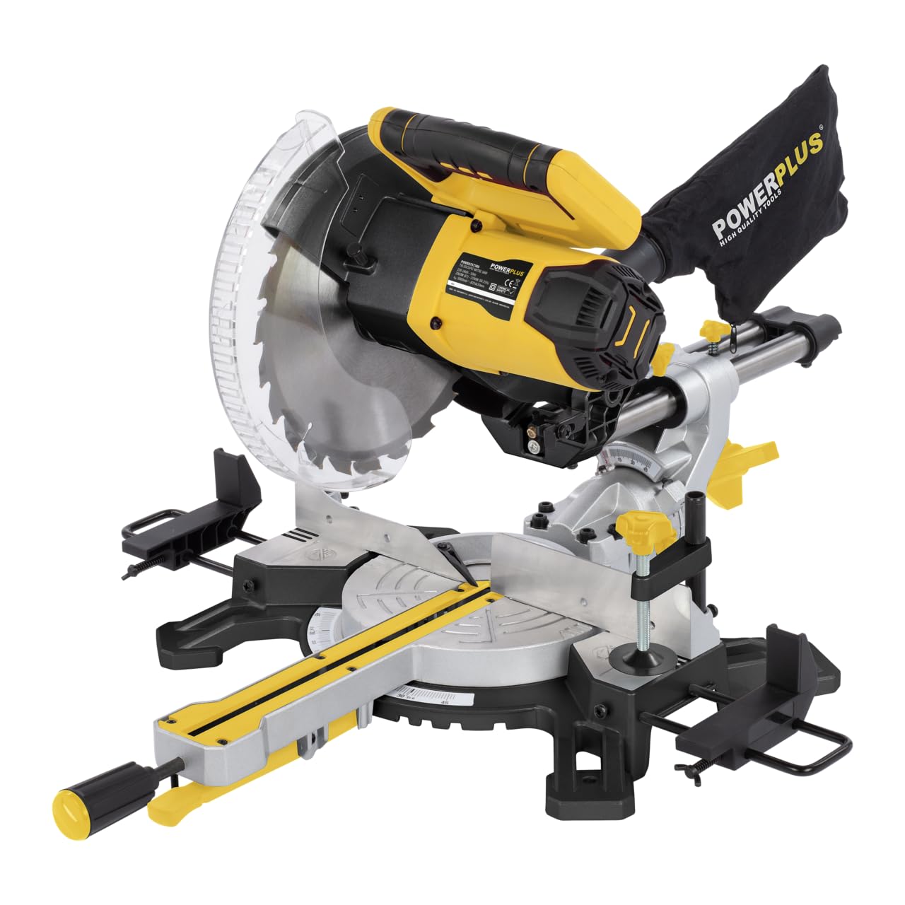 Powerplus elektrische Kapp und Gehrungssäge POWX075730S - 2100W Gehrungs- und Tischsäge, Ø254mm - mit Gehrungsschnitte - mit 1 Acc.