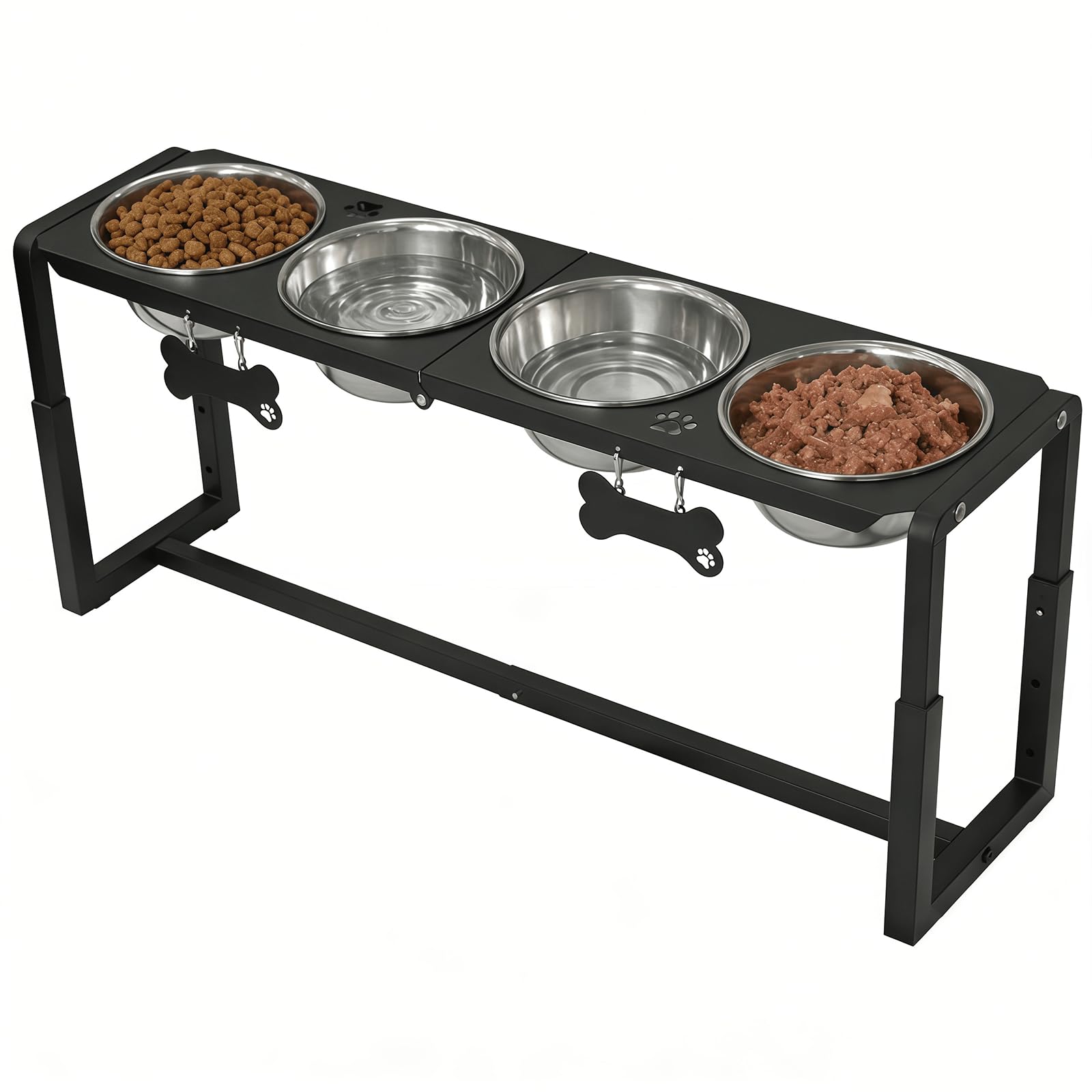 Photo 1 of Flodomix Metal Elevated Dog Bowls, Raised Dog Bowls for Medium/Large Sized Dogs with Four 58oz Stainless Steel Food Bowls, 3 Adjustable Height (8.8"/11.5"/14") Dog Bowl Stand Protect Neck & Joints