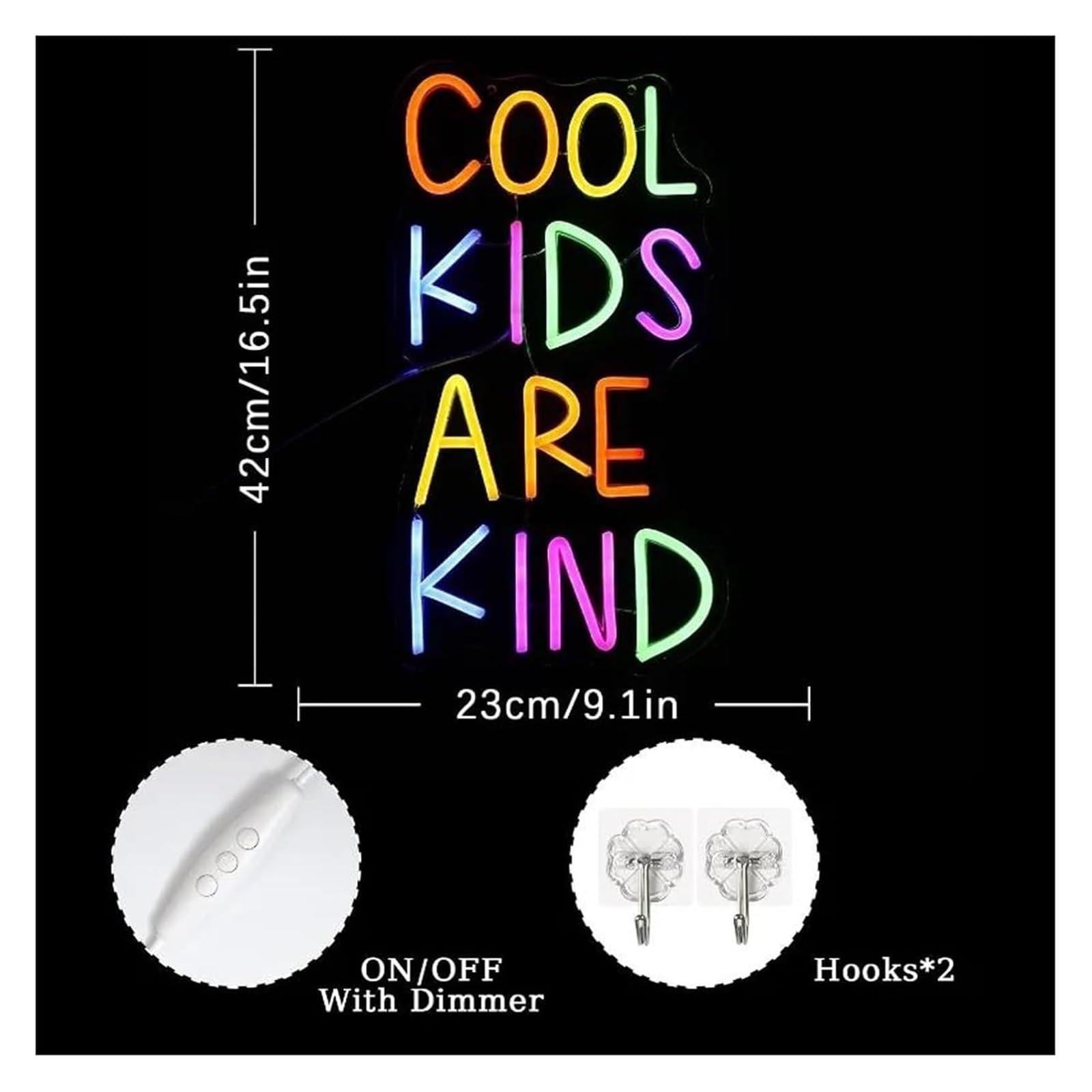 Decoraciones de neón para interiores Letrero de neón LOS NIÑOS GENIALES SON AMABLES para decoración pared, paneles regulables