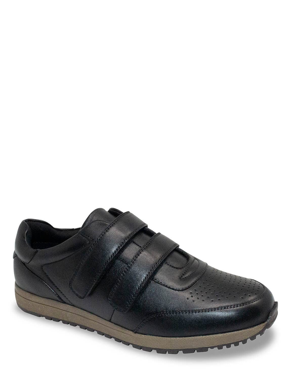 | Mens | Leather Wide Fit Touch Fasten Trainer |