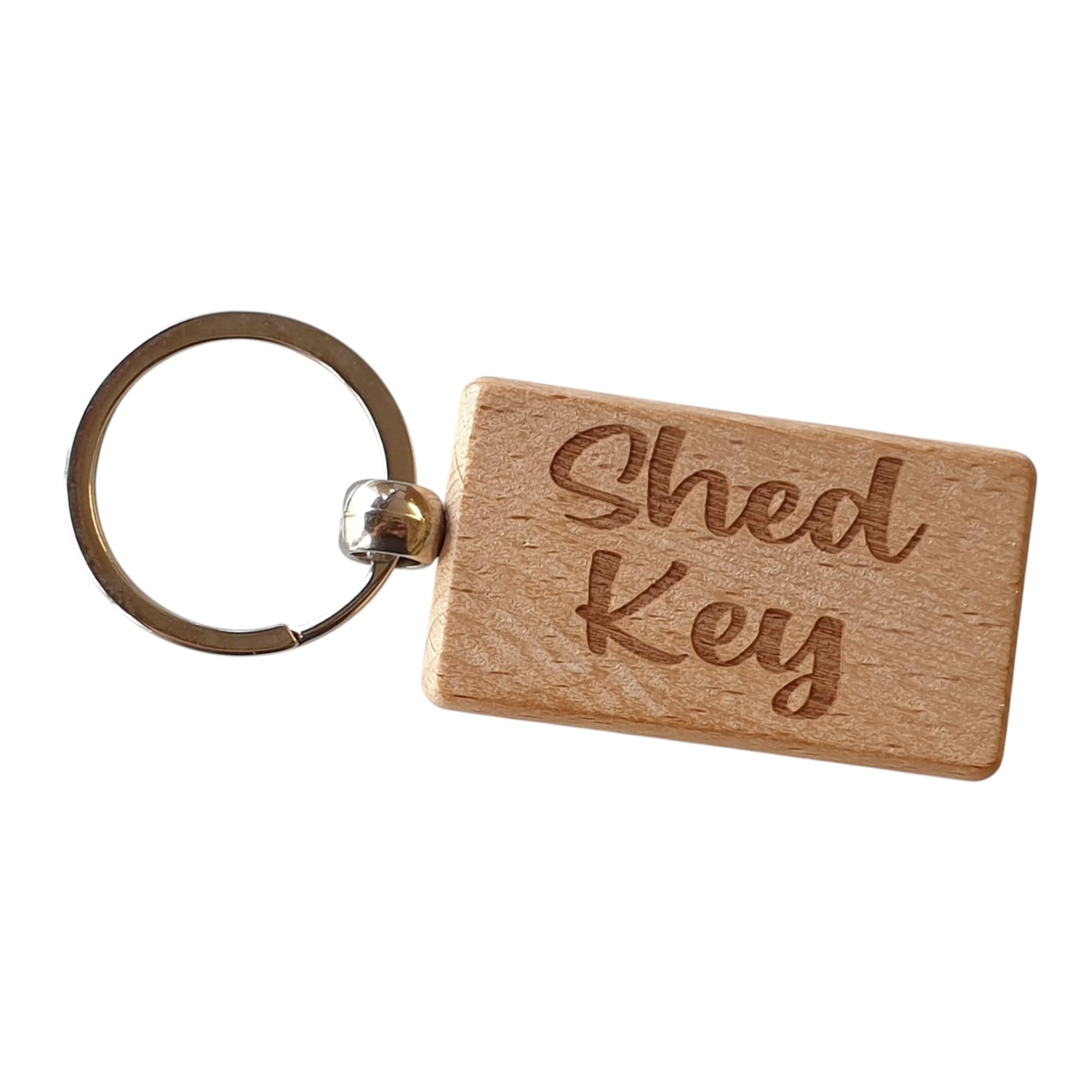Decalarama Brown Shed Key Keyring Nice Cute Custom Engraved Wooden Key Fob Novelty House Keys Present