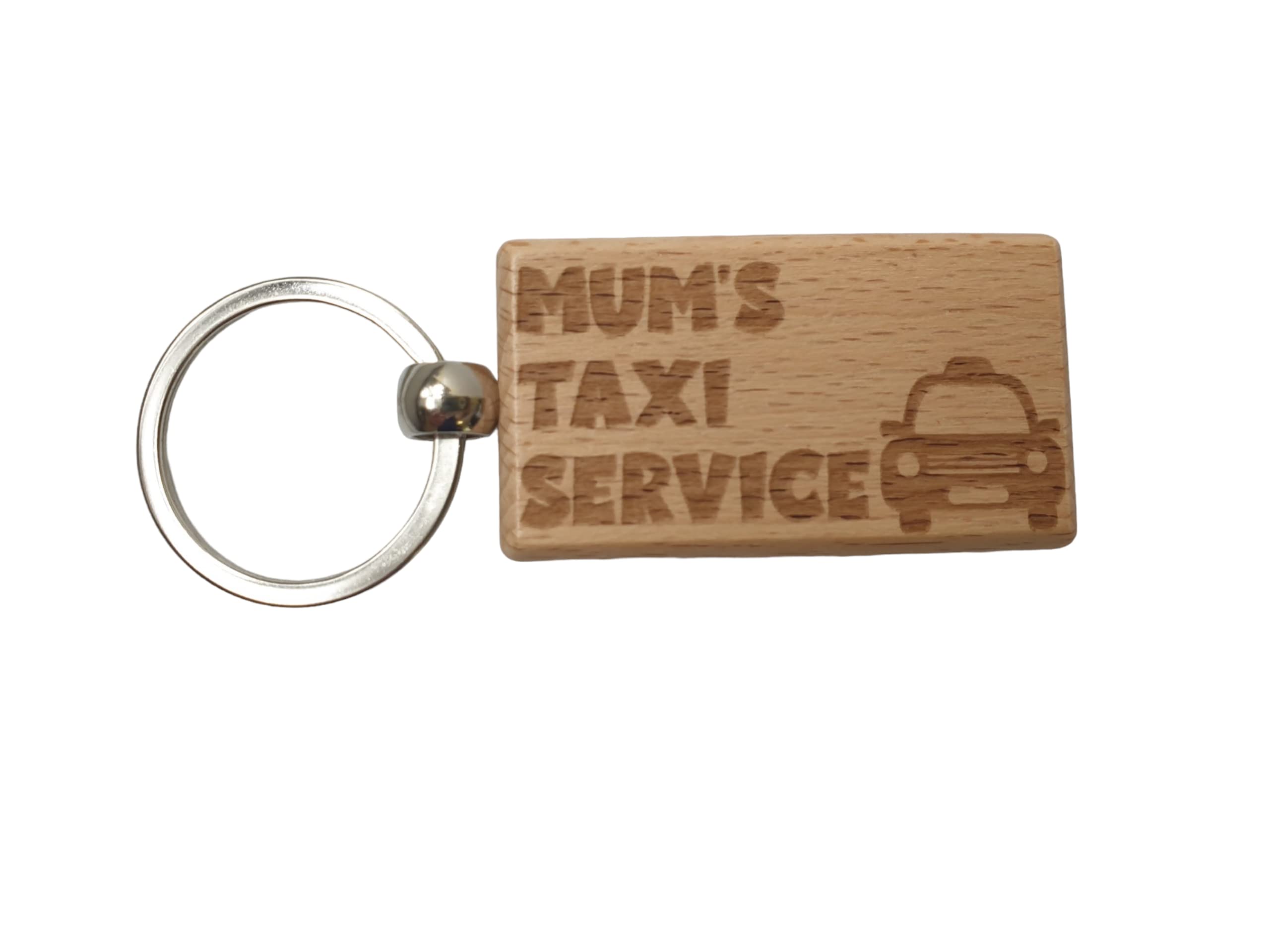 Decalarama Brown Mum Keyring Gift - Mum's Taxi Service - Engraved Wooden Key Fob Chain Funny Novelty Nice Present