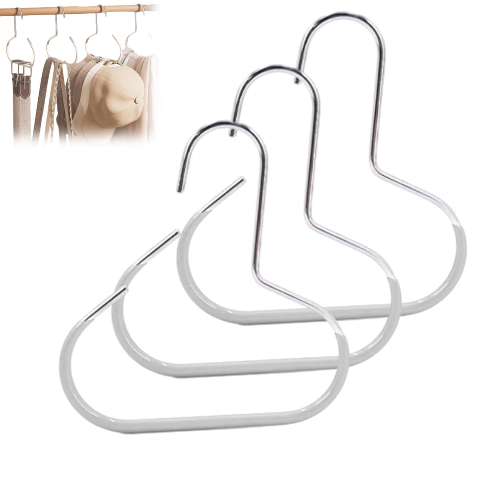 Durable Steel Hangers: Maximize Closet Space with Versatile Storage, Hat Organizer for Closet, Stainless Steel Hat Hangers, Space-Saving Hat Rack for Shawl, Scarf and Accessory (Gray, 3pcs)