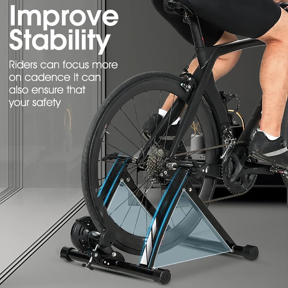 Bike Turbo Trainer, Indoor Heimtrainer Ständer, Faltbarer Fahrrad Turbo Trainer mit Magnetwiderstand, Tragbarer Fahrradtrainer für 24-28 Zoll Mountainbike/700C Rennrad