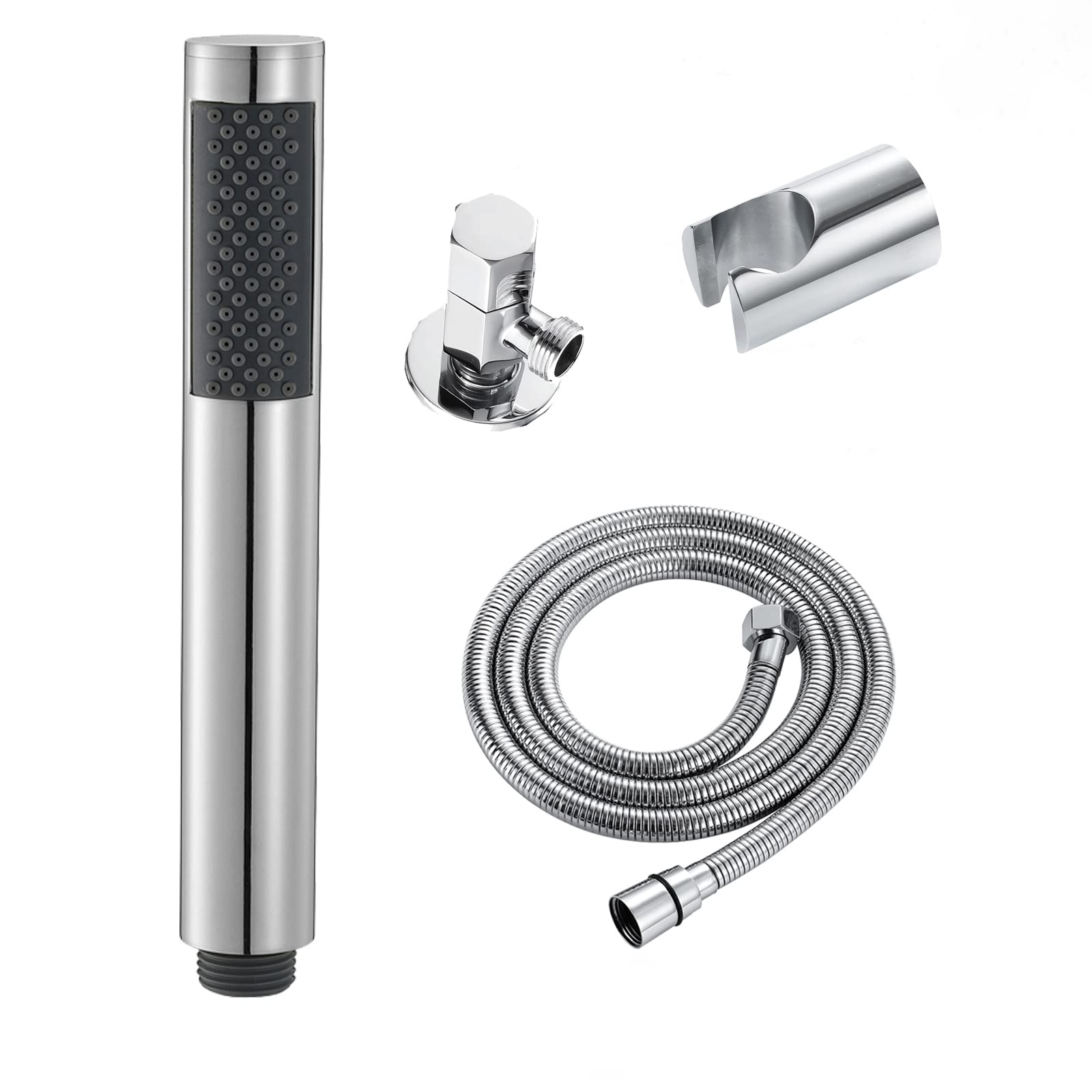 Rociador de Bidé de Mano Pulverizador de Bidé Pulverizador Bidet con Manguera de Acero Inoxidable, Base y Válvula de Ángulo, Agua Fría, para Higiene Personal, Montado en La Pared,Cromo