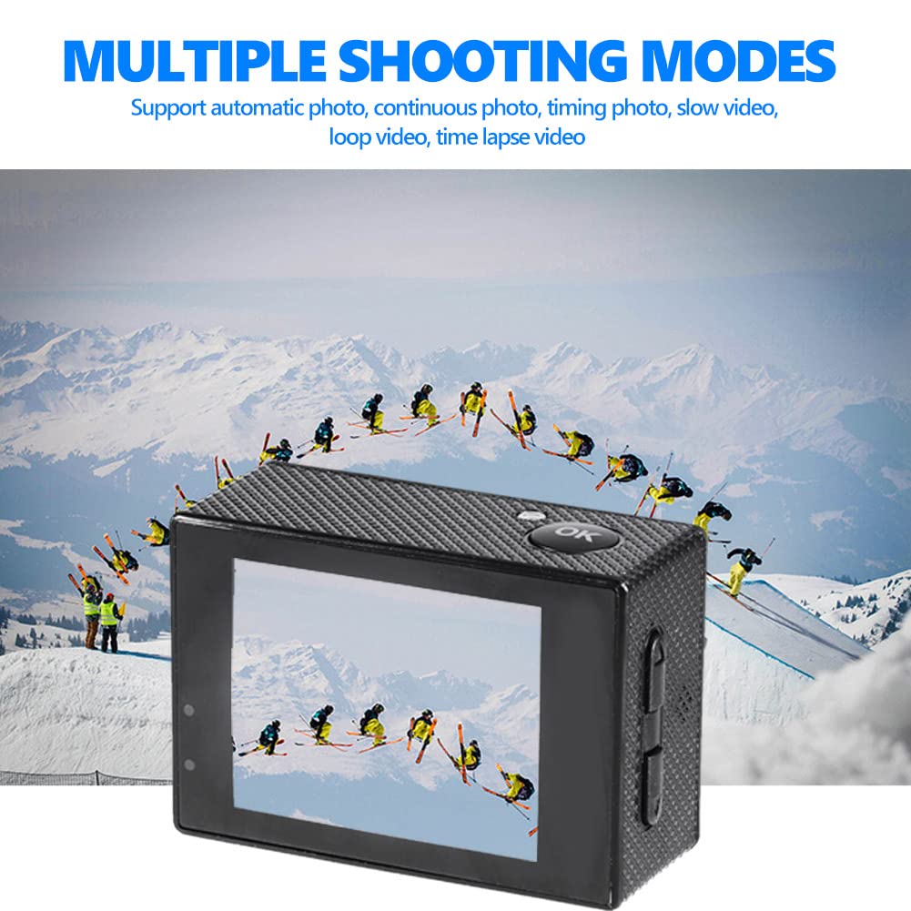 Topiky Action Camera 4K WiFi Etanche 30m Sports de Plein air Vidéo DV Camera 1080p Full HD LCD Mini caméscope avec Piles Rechargeables 900 mAh et Kits de Montage(Noir)