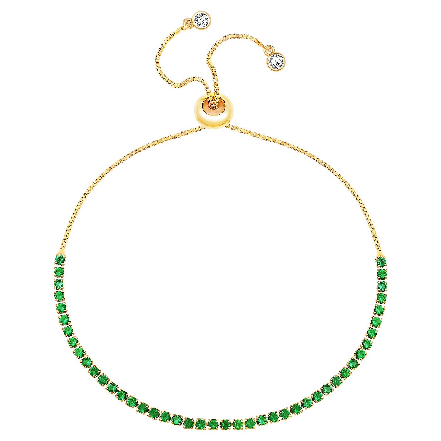 Peora Gold Plated Green Cubic Zirconia Studded Adjustable Slider Bracelet for Girls and Women (B0C37HGTMC) Amazon Price History, Amazon Price Tracker