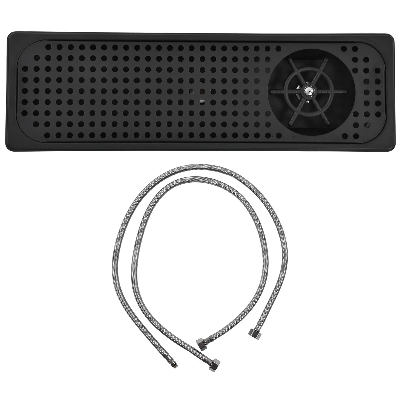 Fregadero Lavavasos Automático de Acero Inoxidable para Barra con Conector G1/2in - de Descarga Rápida (FC-13-2 Estilo extendido [Negro])