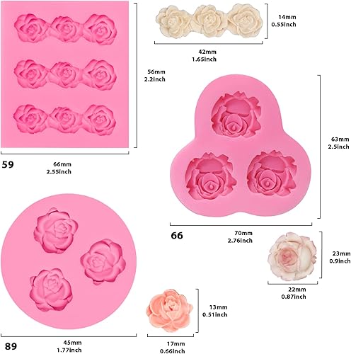 Miniatura 2 de Funshowcase Molde de silicona de caramelo de fondant de rosas de tamaño mini para decoración de pasteles Sugarcraft, decoración de cupcakes, arcilla