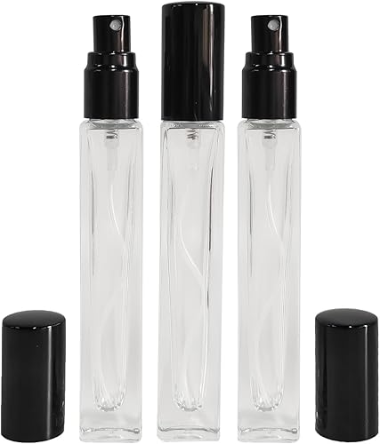Miniatura 8 de Botella de spray de perfume de 0.3 fl oz, botella de spray de vidrio recargable, mini botella de spray cuadrada de vidrio portátil de viaje, pequeña