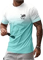 SOLYHUX Men's Short Sleeve Ombre Graphic Tee - Summer Crewneck T-Shirt for Beach Vacation & Casual Outings