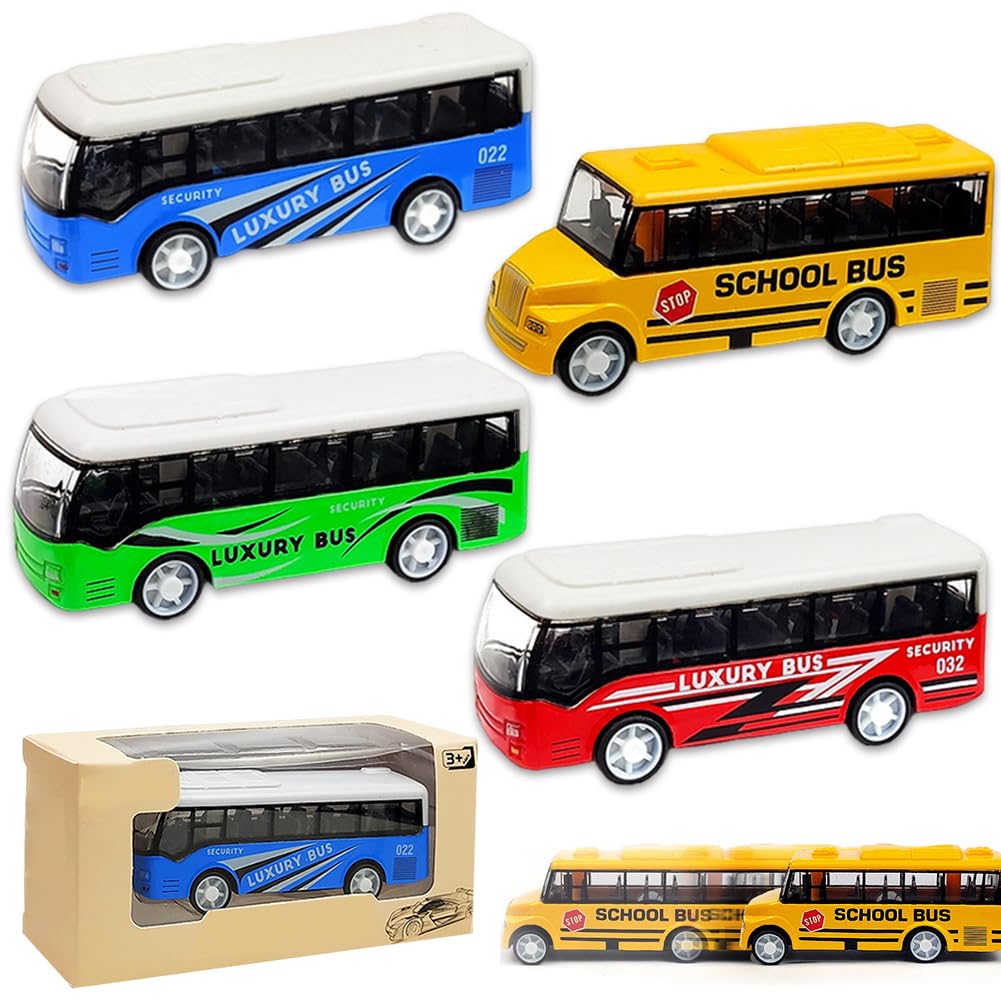 Autobús de Juguete, Coches de Juguetes para Niños Modelo de Autobús Tirar Hacia Vehículos Mini Autobúses de Juguete Vehículos Fricción Mini Auto de Juguetes Regalo Cumpleaños para Niños(Amarillo) — view 11