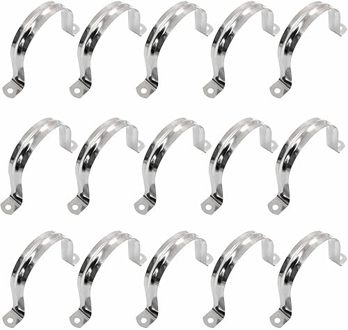 Miniatura 7 de 5 abrazaderas de conducto de 4 pulgadas con dos agujeros, correa rígida de acero inoxidable M100 para tubería de metal en U, soporte de correa