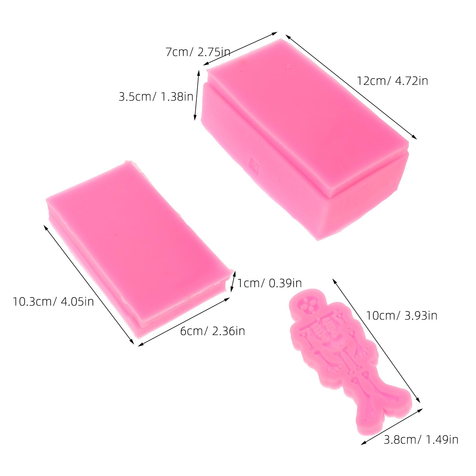 Moule à Cercueil en Silicone Rose 3pcs, pour Fête Halloween, Résine