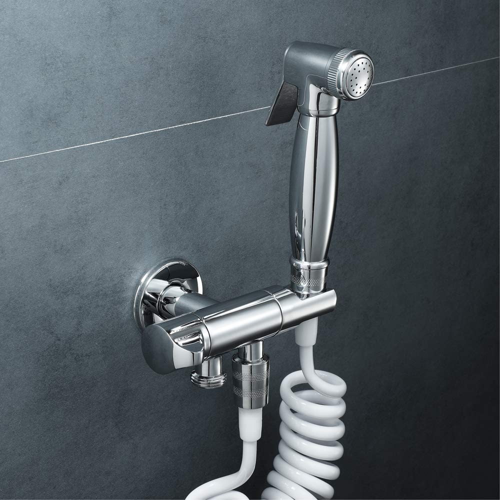Ducha Bidet, Pulverizador de Ducha Baño Latón Cromado Set de Ducha con Solo Agua Fría, Kit de Ducha para Bidé con Manguera Montaje en la Pared Bidé Pulverizador para la Higiene Personal,Type b
