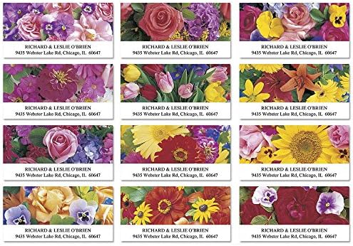 Beautiful Blossoms Address Labels - 144 Self-Adhesive Personalized Labels With 12 Floral Designs