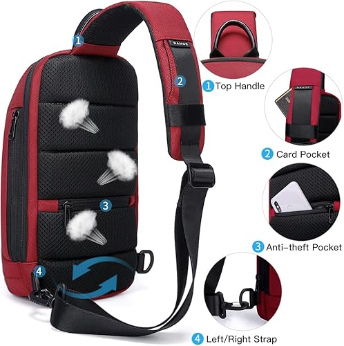 Miniatura 4 de BANGE Sling Bag, Waterproof Men's Chest Bag Shoulder bags Crossbody Sling Backpack for Men