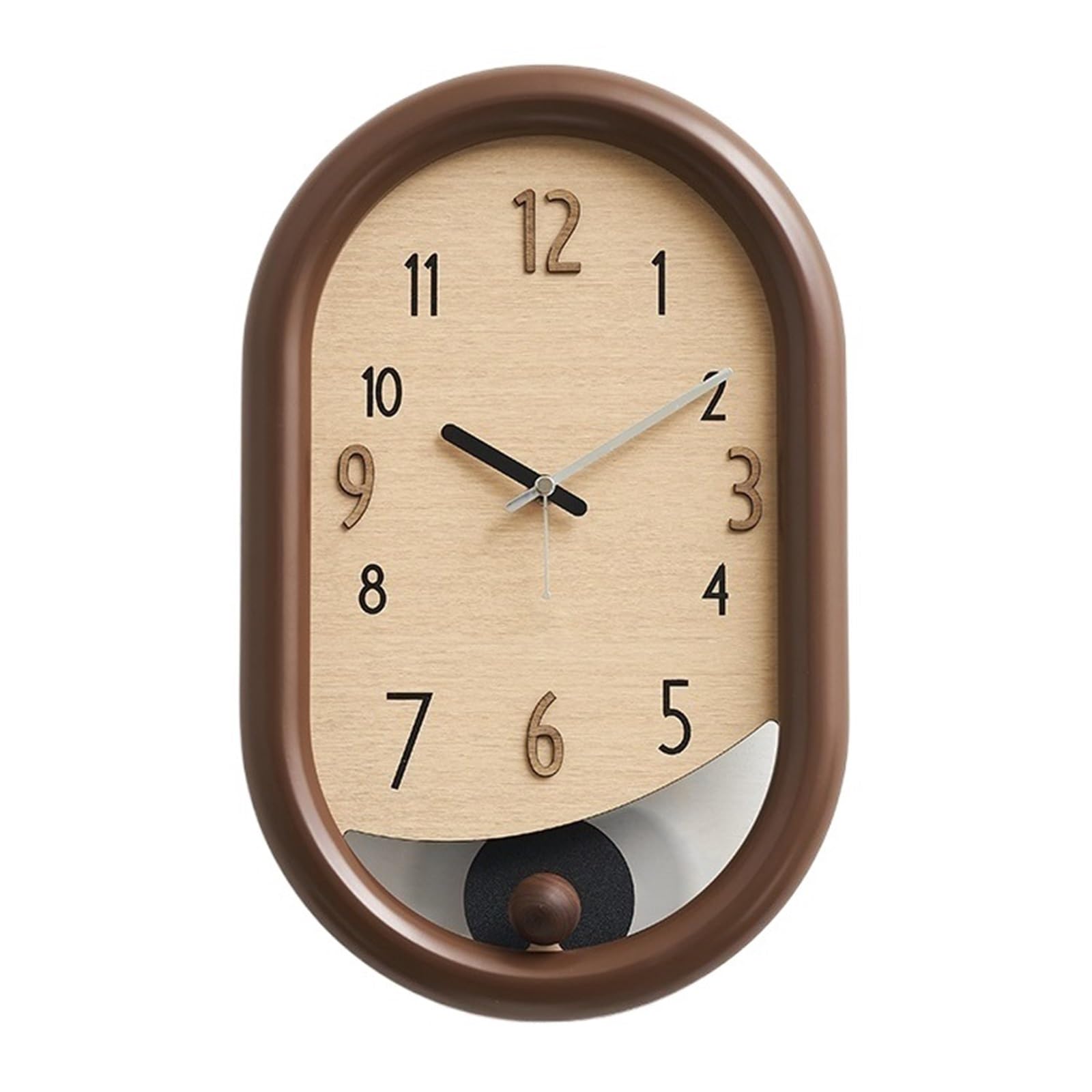 Aioneer Wall Clock Minimalist Wall Clock Silent Battery Powered Highly Compatible Timepiece-Brown