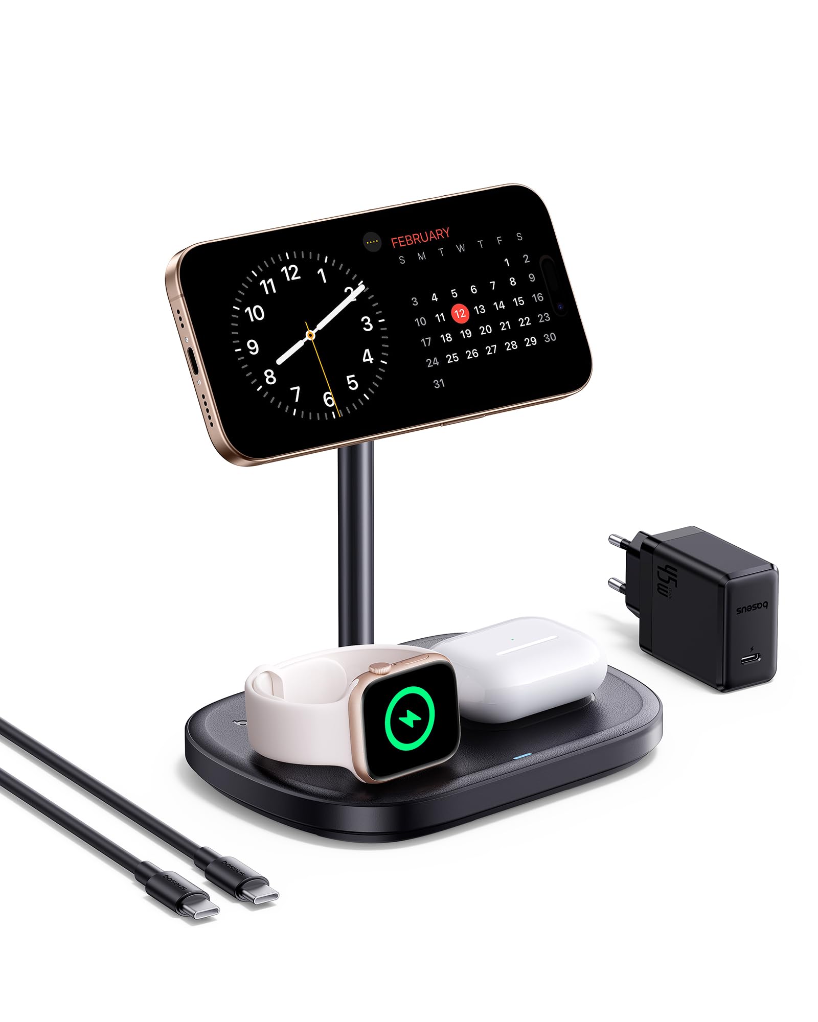 Baseus EnerFill 3-W-1 Stacja Ładująca Do iPhone'a Z Chłodzeniem TEC, Bezprzewodowa Ładowarka 22,5 W, Apple Watch I iPhon...