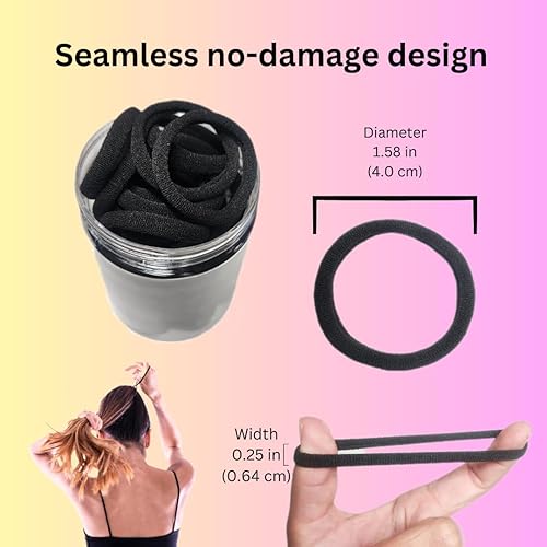 Miniatura 3 de XOEXCHANGE - 50 ligas elásticas para el cabello sin costuras, sin daño, bandas para el cabello para mujeres, hombres, niñas, niños, unisex, para