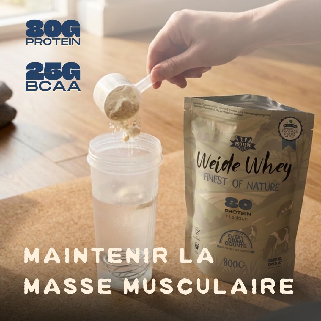 Protero Weide Whey Protein 80 | Poudre de Protéine de Lait de Pâturage | Sans Additifs Artificiels, Sans Soja - 800g