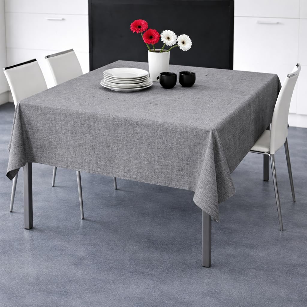 Nappe effet lin, pratique et élégante grâce à son pouvoir anti-taches et hydrofuge, il suffit de passer un chiffon humide - Lavable en machine - 100 % polyester (pierre, 140 x 360 cm)
