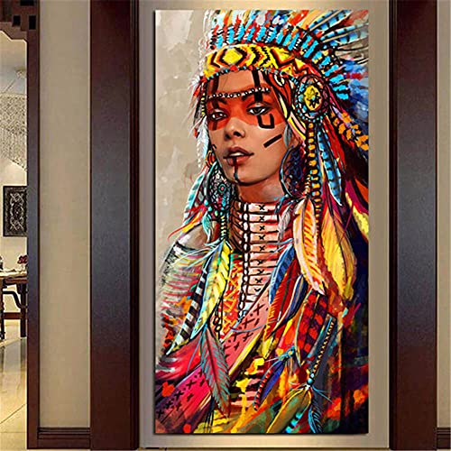 Peinture diamant 5D grand format femme indienne 80x223cm broderie carrée - 2