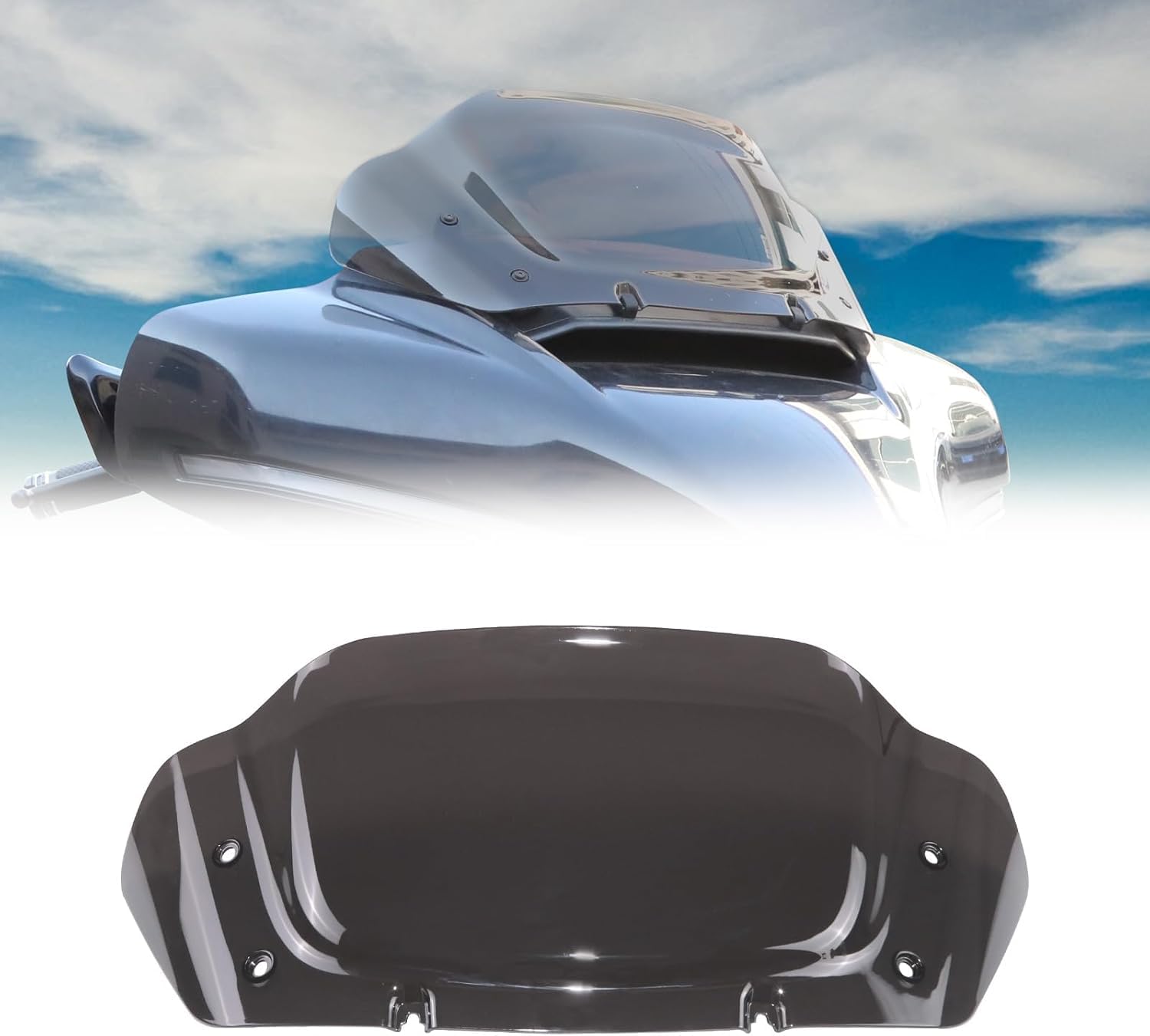 8" Tint Wave Windshield Windscreen Wind Splitter Compatible for Harley Davidson CVO Street Glide FLHXSE 2023-2024, Street Glide FLHX 2024-up (Tint)