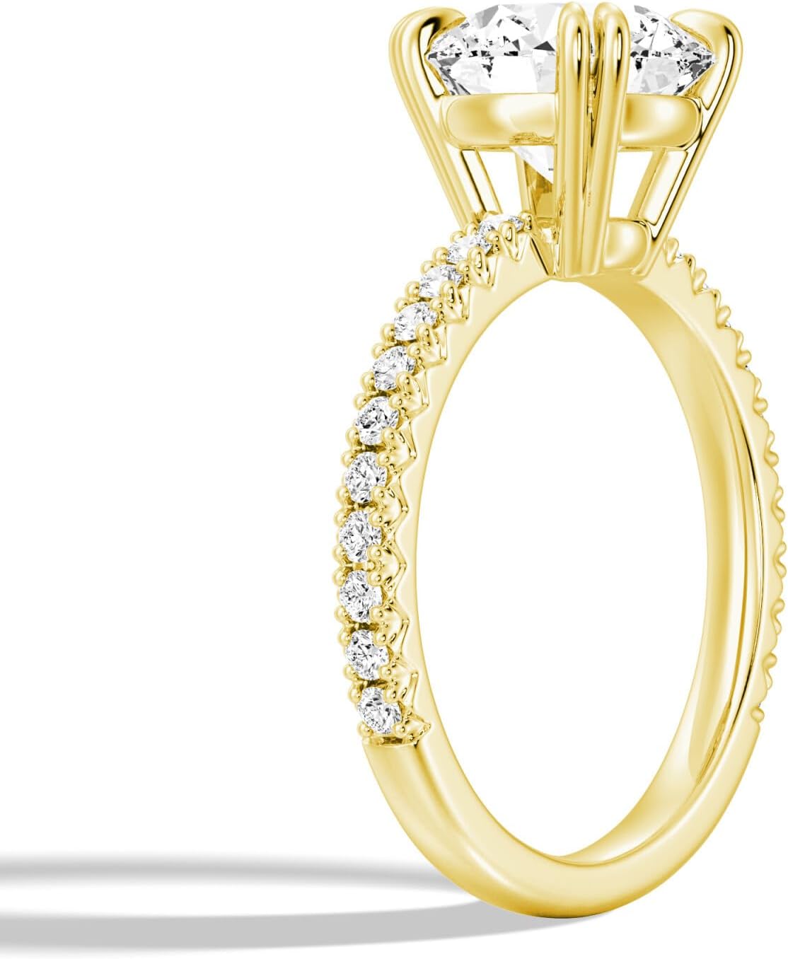 MSBLUE® Moissanite Engagement Ring, 1.0-3.0 CT Solitaire Round Cut With Pavé Accents, 14K Gold Vermeil, Rhodium Finish - Image 3