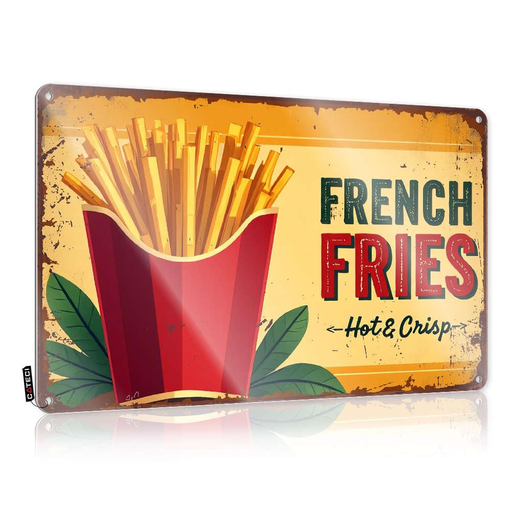 Highland Welcome Yard Decor Sign Funny Farmers Market Wall-mounted Tin - Texas Star Wall French Fries: Hot And Crisp. & Metal For Bathroom