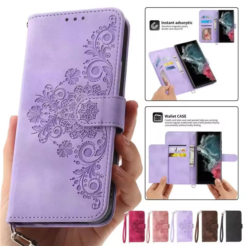 Étui portefeuille en cuir violet pour Samsung Galaxy Z Fold 6