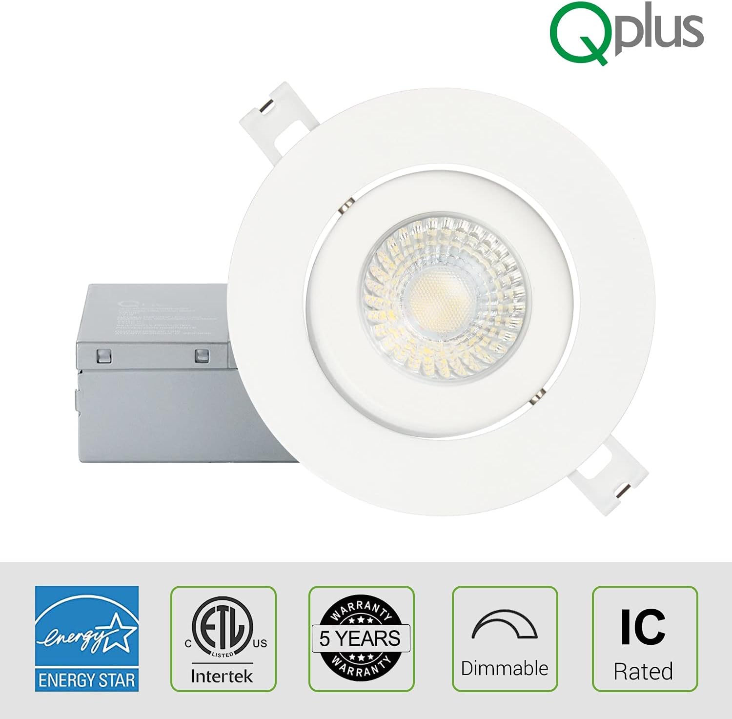 Black Friday - 50% OFF QPLUS 4 Inch Ultra-Thin Adjustable Eyeball Gimbal LED Recessed Lighting with Junction Box/Canless Downlight, 10 Watts, 750lm, Dimmable, Energy Star and ETL Listed (4000K Cool White, 4 Pack)